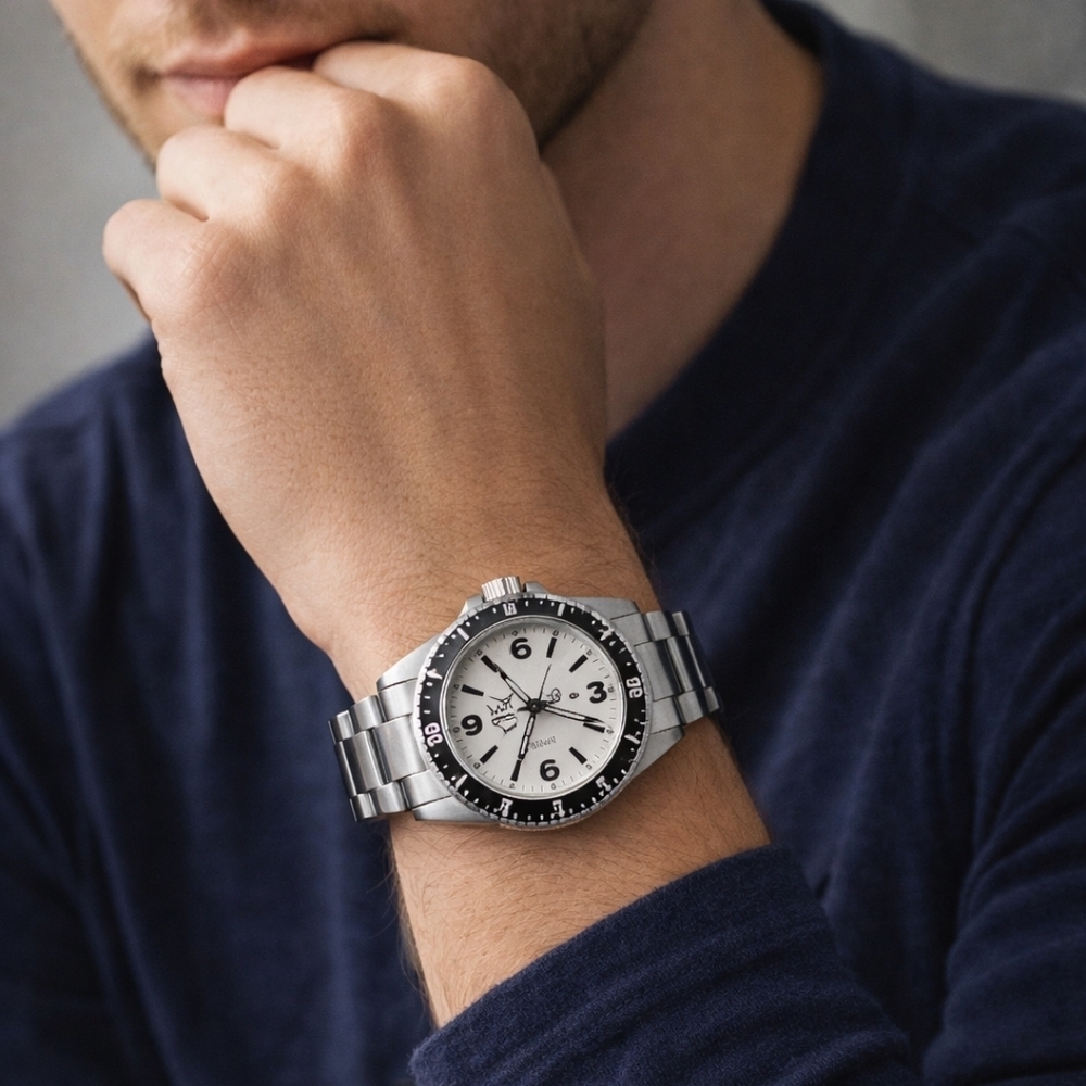 Invicta Silver Watch with Black Bezel and White Dial - Picture 2 of 2